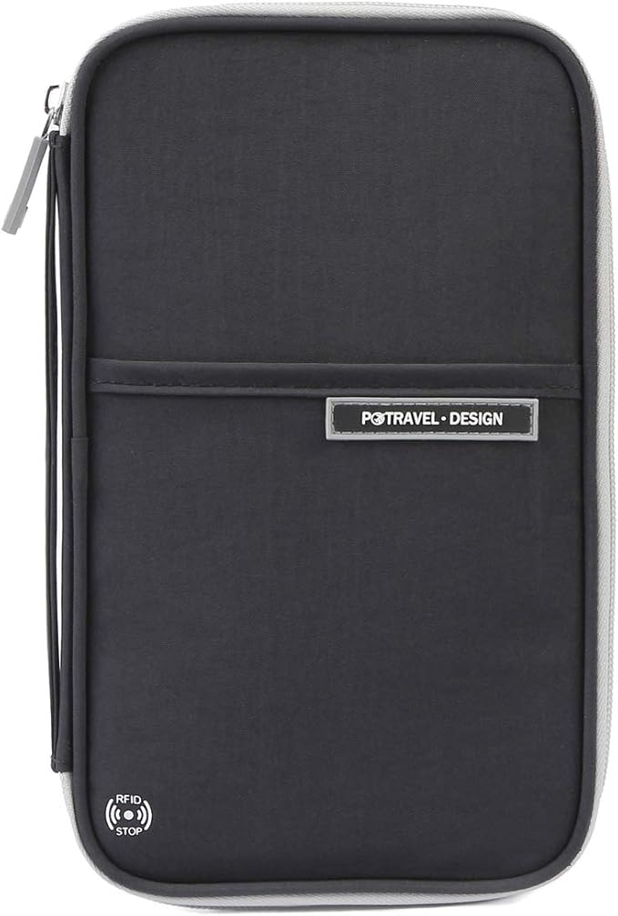 VanFn Passport Wallets, Travel Wallet, RFID Family Passport Holder, Trip Document Organizer (Black)