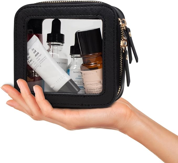 Travel Clear Makeup Bag Set, TSA Approved Cosmetic Bag Case with Zipper Portable Makeup Pouch Toiletry Bag Traveling Cosmetic Organizer Storage Bag Car Organizer Car Essentials