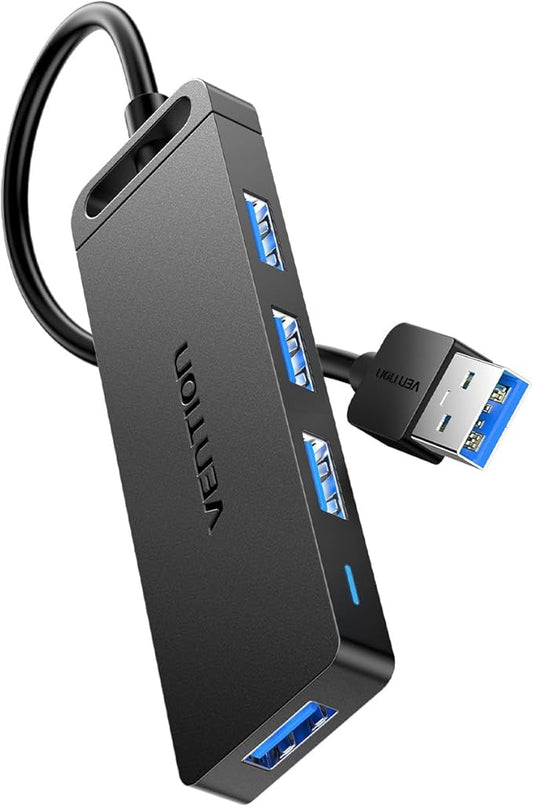 VENTION USB 3.0 Hub for Laptop- Multi USB Port Splitter, Ultra-Slim USB Extender Adapter, 4 Ports Fast Data Transfer for Laptop, MacBook, Printer, PS4, PC, Flash Drive, HDD, Wireless Mouse/Keyboard