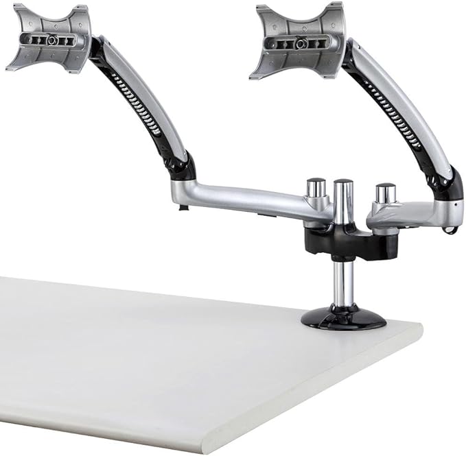 Cotytech Dual Apple Desk Mount Spring Arm Grommet Base - Silver (DM-GS2A-G)