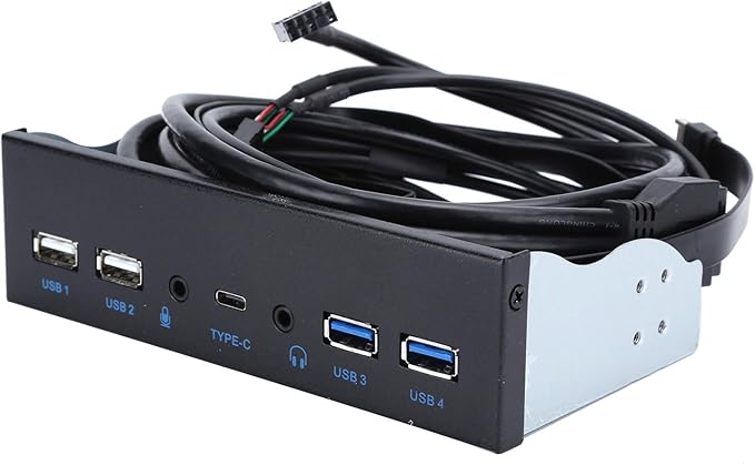 Extra USB Front Panel, USB Hub with 2-Port USB 3.0/2-Port USB 2.0/Audio Output Microphone Input USB C Port, Optical Drive 5.25-inch Panel Computer Expansion Board for Desktop