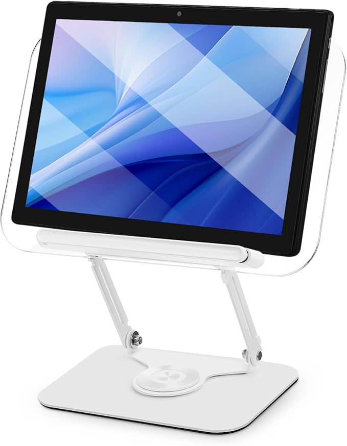 Adjustable Rotating Book Holder Stand Multi-Functional Desktop Stand for Reading Recipe Books and Laptops Height Adjustable with Page Clips for Hands Use
