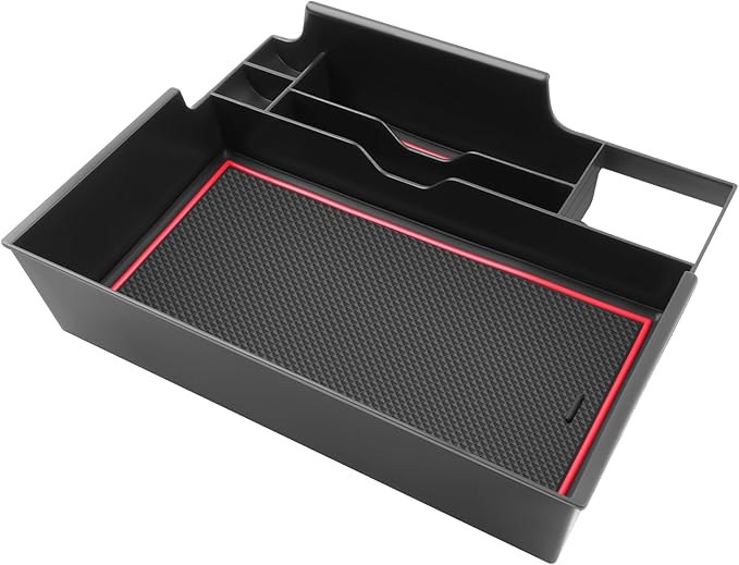 SKTU for 2024 2025 2026 Ford Explorer Accessories Center Console Organizer for 2020-2026 Ford Explorer Console Tray 2023 2024 2025 2026 Explorer Middle Console Organizer with Coin Holder (Red)