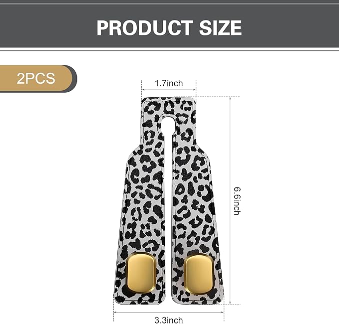 2 PCS Car Seat Headrest Hooks for Hanging, Double Heavy Duty Metal Hooks with Leopard Print, Car Organizer Accessories for Women, Universal for Most Cars, Trucks, SUVs (White Leopard Print)