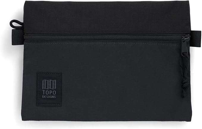 Topo Designs Accessory Bags, Travel Organizer Accessories for Smaller Items, Durable Storage Pouch, 3 Sizes, Fully Lined Pack Cloth (Medium, Black/Black)
