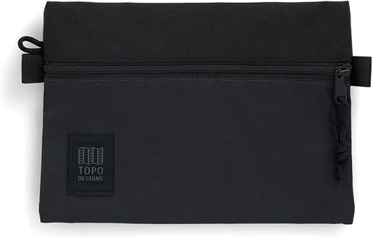 Topo Designs Accessory Bags, Travel Organizer Accessories for Smaller Items, Durable Storage Pouch, 3 Sizes, Fully Lined Pack Cloth (Medium, Black/Black)