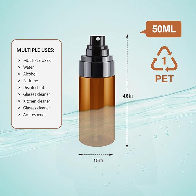 3PCS 50ml Small Spray Bottle Set for Perfume & Face Mist – Refillable Tiny Spray Bottles Kit with Mini Spray Bottle Atomizer for Travel