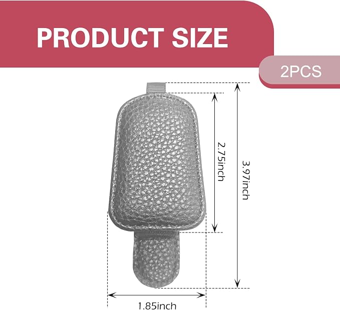 WZP 2PCS Sunglass Holder for Car, Leather Visor Clip with Magnetic Buckle, Ticket Card Eyeglass Storage Clip, Universal Auto Interior Accessories for Sedan SUV Pickup Truck (Gray)