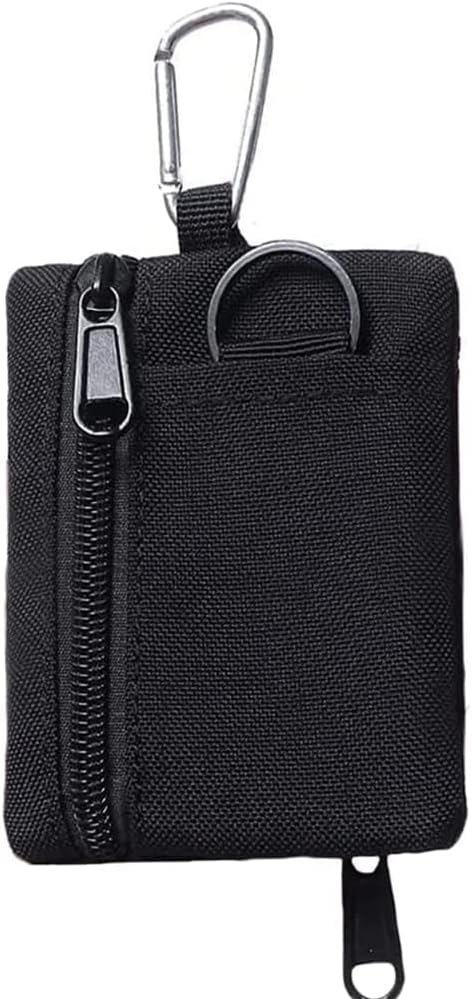 Tactical Keychain Pouch - Military Mini Size Belt Gear EDC Pocket Organizer as Coin Purse ID Card Holder Car Fob Key Waist Case Wallet Earphone Pack (Black+khaki)