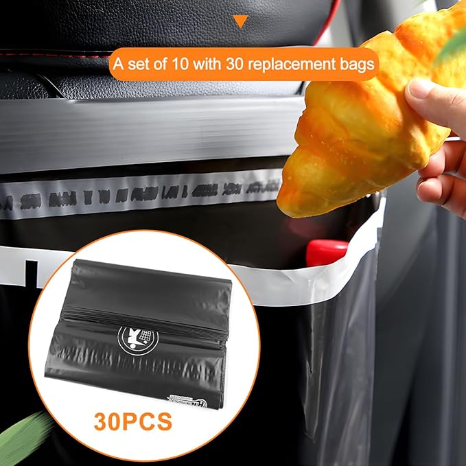 Mandark Car Trash Bag, 40PCS Disposable Large Capacity Hanging Garbage Pocket for Travel Camping, Portable Self Adhesive Auto Rubbish Pouch Accessories, Universal for Vehicles