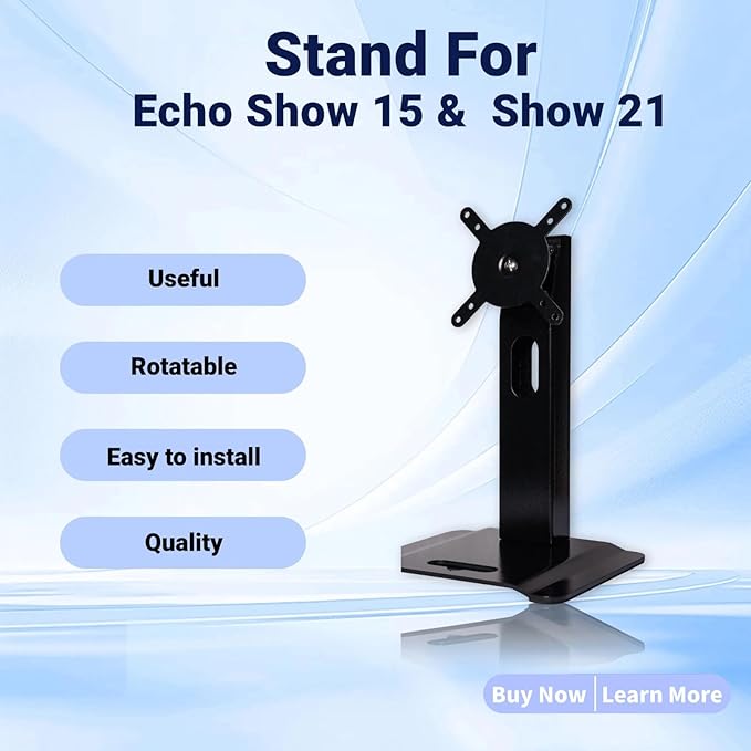 Swivel and Tilt Metal Stand for Echo Show 15 (Gen 1, Gen 2) and Show 21 Adjustable (-58/+58) with 360 Rotatable Wall Mounting Holder for Monitor Full Motion 13"-27", Black