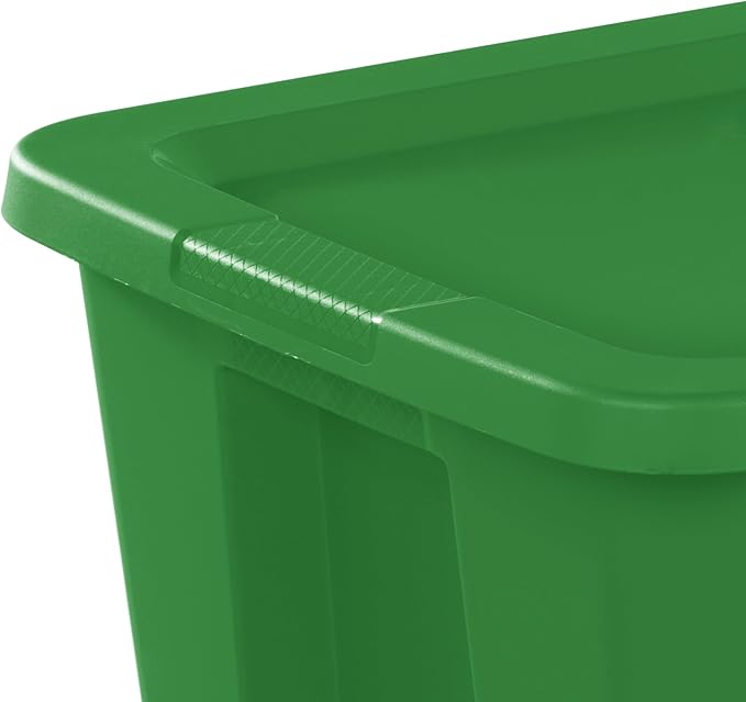 18-Gallon Plastic Storage Bins with Snap-on Lids – 8-Pack, Home Organization Essential (Dark Green)