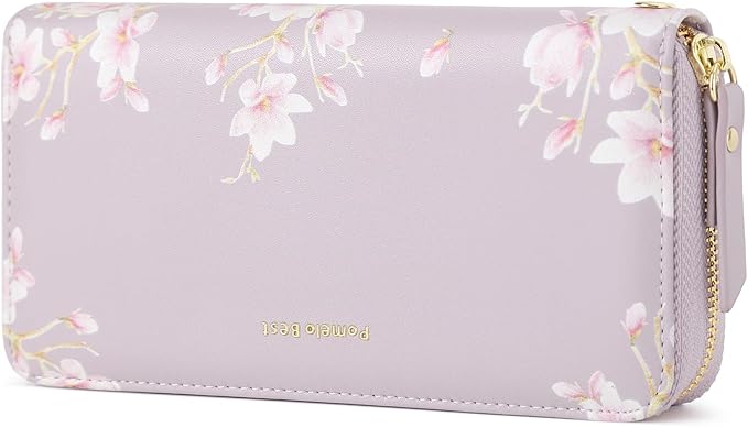 Pomelo Best Womens Wallet RFID Blocking Leather Multi Credit Card Large Capacity Wristlet Zip Around Long Wallets for Lady