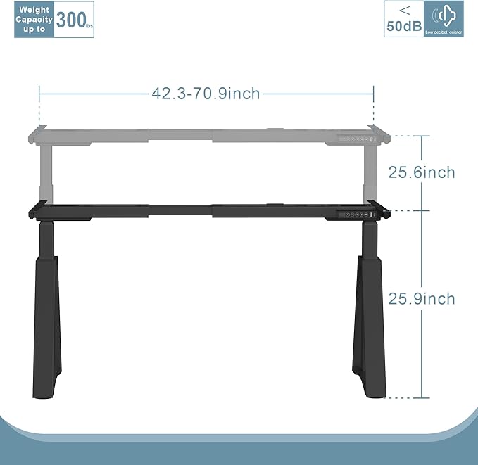Fromann Standing Desk Frame Dual Motors 3 Stages Electric Height Adjustable Sitting Stand Up Desk Base Legs Only (Black)