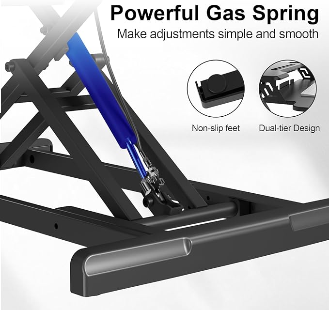 Standing Desk Converter 32 inch, Height Adjustable Sit Stand Desk Riser, Quick Sit to Stand Tabletop Dual Monitor Riser Workstation for Home Office with Keyboard Tray, Black