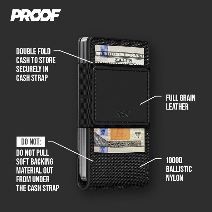 PROOF Wallet | Slim Minimalist Wallets for Men | Leather & Metal | RFID Wallet | Front/Back Pocket | Gift Box | Veteran Owned