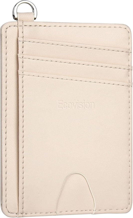EcoVision Slim Minimalist Front Pocket Wallet, RFID Blocking Credit Card Holder Wallet with Detachable D-Shackle for Men Women