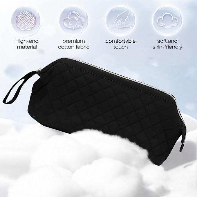 Stratalife Quilted Hair Tools Travel Bag with Polishing Cloth Compatible with Dyson Airwrap Shark Flex Style, Portable Toiletry Bag Hair Dryer Curling Iron Carrying Case Travel Essentials Black