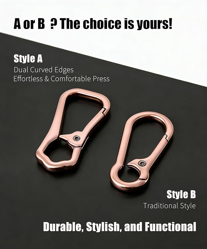 Metal Keychain Clip with Key Rings and D Ring, Heavy Duty Carabiner Key Chain Hook Holder for Car Home Keys