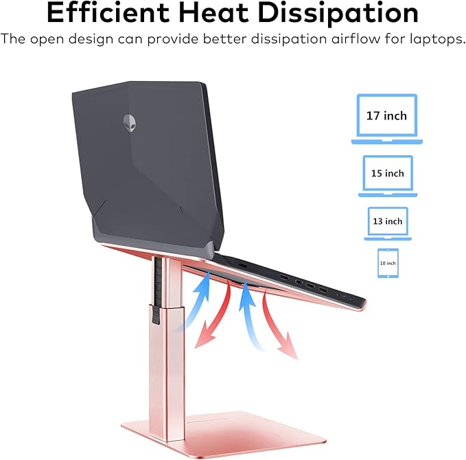 Laptop Stand for Desk, Ergonomic Aluminum Laptop Stand Adjustable Height from 7-15", Sitting and Standing Laptop Riser for 10-17" Notebook