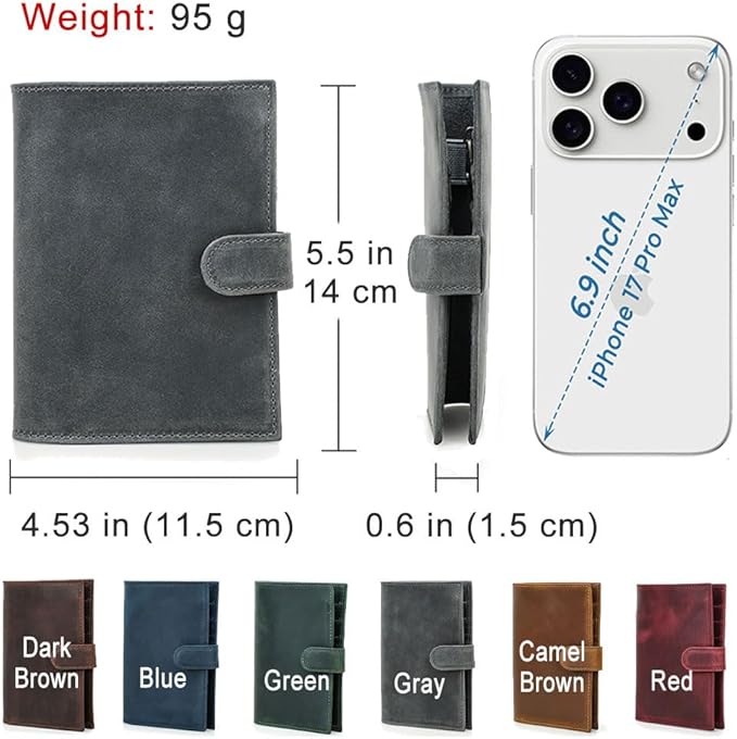 CONTACTS Full Grain Leather Passport Holder with Compatible with Airtag RFID Blocking Passport Wallet Travel Slim Passport Cover with SIM Card Removal Tool (Gray)