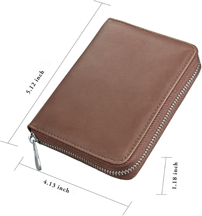 boshiho RFID Blocking 24 Slot Credit Card Holder Wallet Real Leather Multi Card Organizer Wallet with Zipper