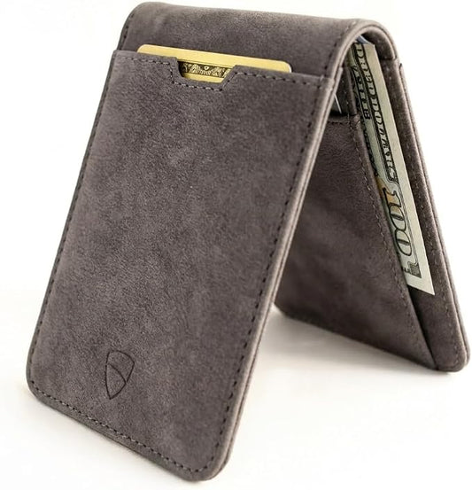 Vaultskin MANHATTAN Slim RFID Blocking Bifold Leather Wallet for Men - Men’s Leather Wallet, Front Pocket Minimalist Card Holder, Holds 9 Cards and Cash, Premium Italian Leather