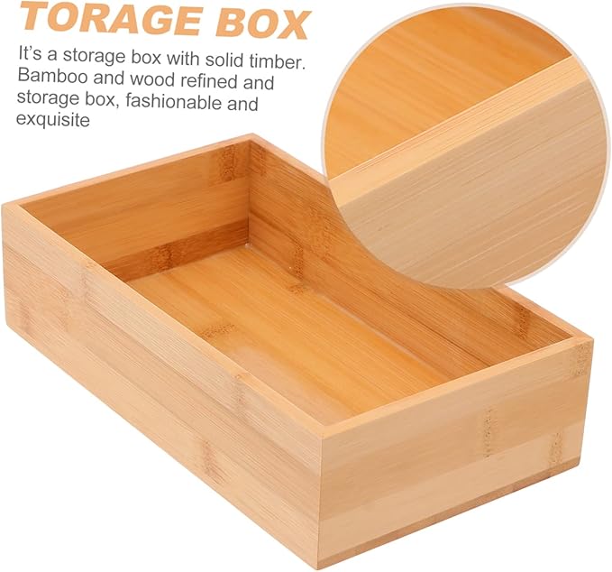 ERINGOGO Refined and Wood Desktop Storage Box for Home Organization Versatile Container for Desktop Decoration Space Saving Design Easy to Use Khaki Color