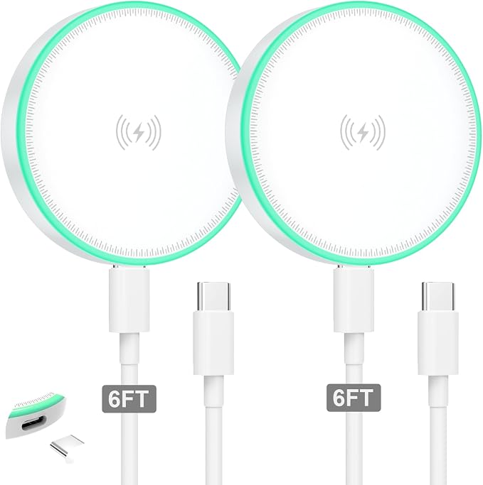 MagSafe Charger 2Pack 15W Magnetic Wireless Charger Fast Charging Pad with 6FT USB C to USB C Cable Compatible with iPhone 17/16/15/14/13/12 Series & AirPods 4/3/2/Pro | Strong Magnet Technology