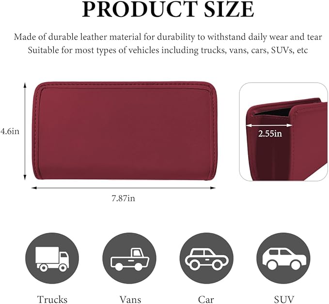 DXNQ Car Trash Can, Foldable Leather Hanging Trash Bag, Multi-Function Mini Storage Box Garbage Can for Car, Wine Red