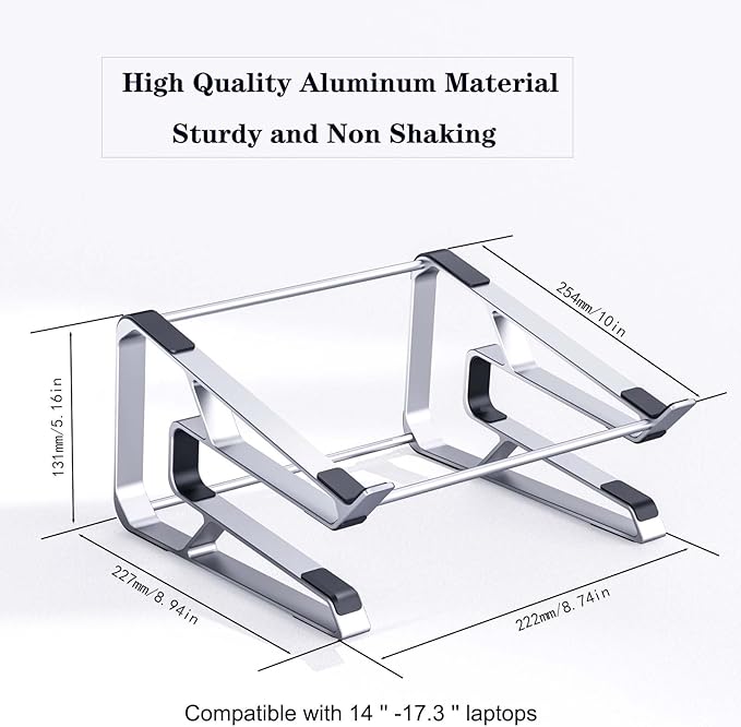 Aluminum Laptop Stand for Desk,Ergonomic Computer Riser,Detachable Portable Laptop Holder,Compatible for MacBook,Tablet and Laptops in 10"-15.6"(Silver)