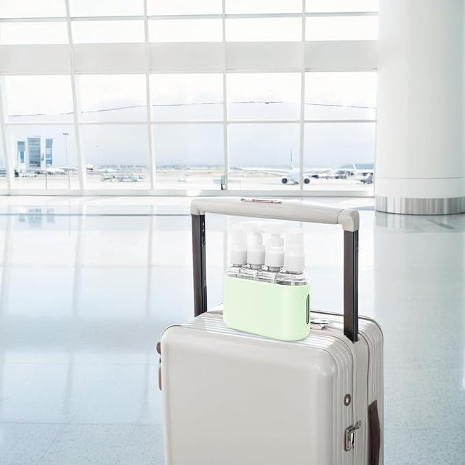 Skycase Travel Bottles - Leak Proof Refillable Tsa Approved Travel Size Toiletries, 4 in 1 Liquid Bottles Containers with Labels and Funnel Airplane Accessories Kits for Lotion Liquid (Green)