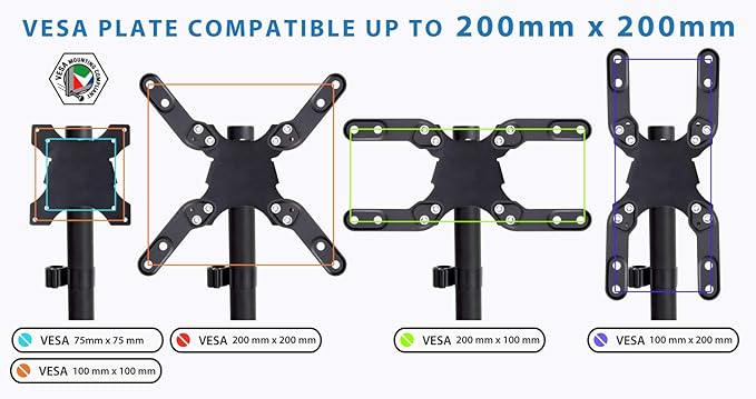 Mount-It! Ultra-Wide Single Monitor Arm Desk Mount, Height Adjustable Pole Stand for 13??2 Inch Screens up to 22 lbs, VESA 75x75 to 200x200, Clamp & Grommet
