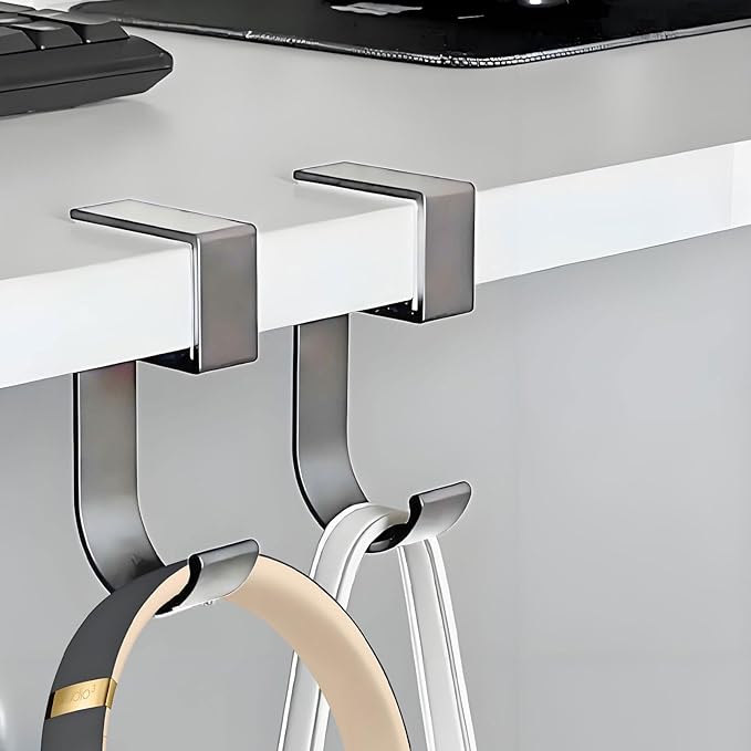 JAKO Headphone Stand, Headset Stand for Desk Aluminum Alloy Headphone Holder Hanger with Fit for Computer Accessories, Study Desk Hook for Xbox/PS4 Gaming Headset, Office, Computer Desk (2 Pcs Grey)
