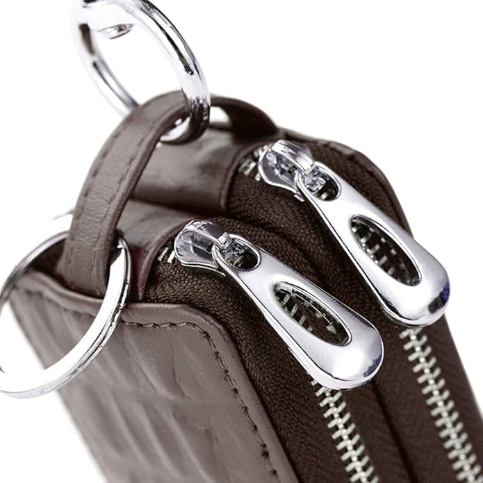 BAKUN Two-Sides Mini Leather Car Key Case, Key Holder Key Organizer Wallet