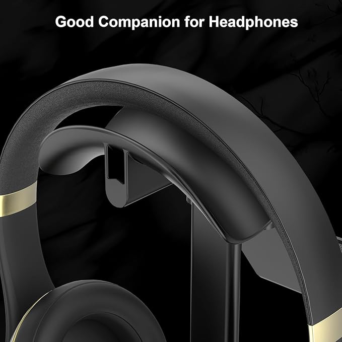Controller Holder, Headphone Stand, Gaming Controller Stand for Xbox PS5 PS4 Switch, Headset Holder with Storage Organizer, Universal Desk Game Accessories (Black)
