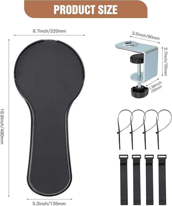 Upgrade Chair arm Mouse pad, Ergonomic Arm Rest Mouse Pads for Chairs and Desk, Adjustable Mouse Tray,Forearms Pressure Relief Computer Desk Extender, Black (Black（YU8351）)