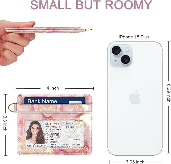 Slim Minimalist Front Pocket RFID Blocking Credit Card Holder Small Wallet Cute Card Cases for Women,Gold Pink