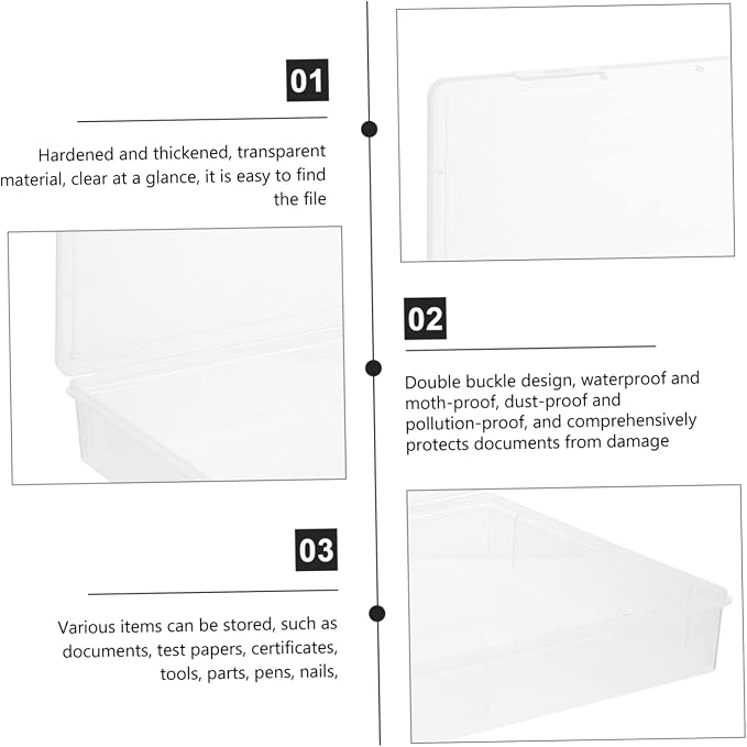 A4 File Organizer Box Document Storage Container Lid Desktop Papers Organizer for Office and Home Use