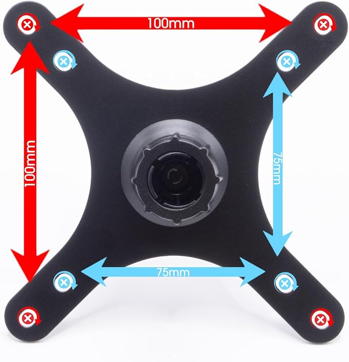 Kado Portable Monitor Mounting Adapter Bracket Plate Black, 17mm Ball Head to 100x100mm 75x75mm, M4 Screw Set Wall Mount Arm Mount Universal, Tripod Camera Stand for Desktop Monitor Portrait Mode