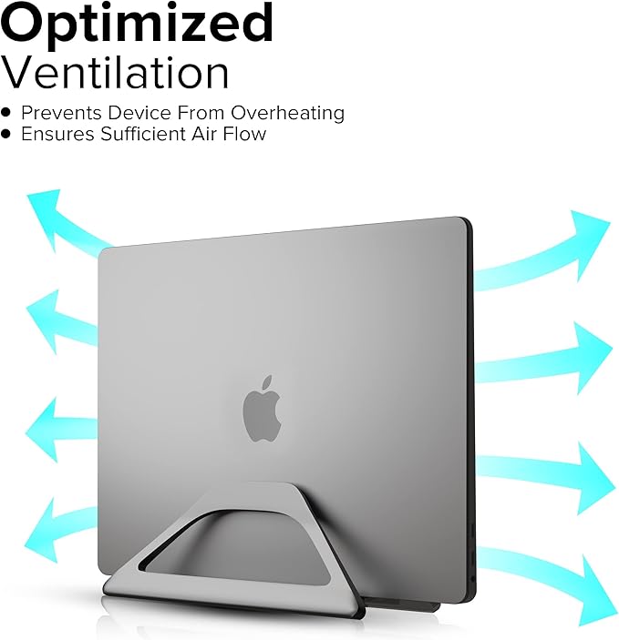 Elestoria Aluminum Vertical Laptop Stand with Gravity Auto-Lock ??Adjustable Laptop Holder Vertical fits MacBook Pro/Air, Chromebook & Gaming Laptops up to 17.3" ??Space-Saving Desktop Dock - Grey