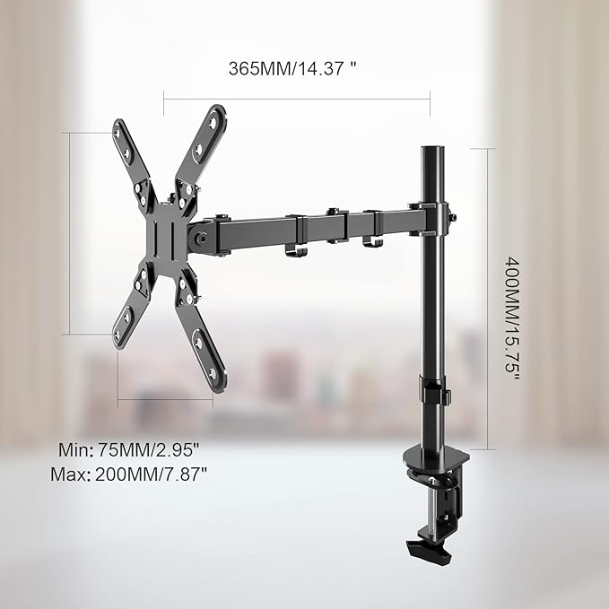 Single Monitor Mount, Single Monitor Desk Mount with VESA Extension Kit from 75×75 to 200×200mm fits 13-39 inch Screens,Vesa Mount
