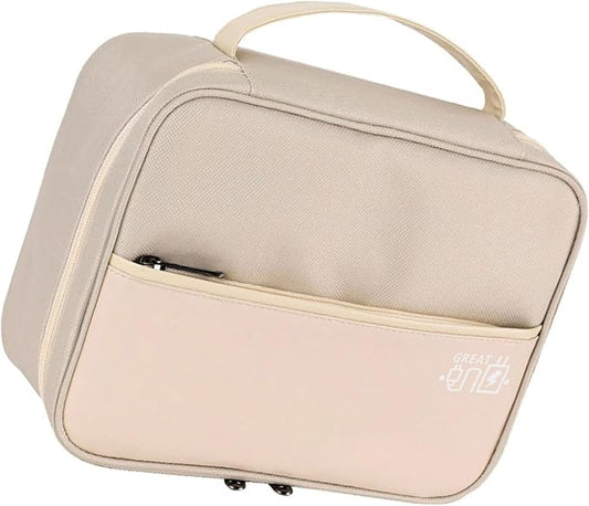 Cable Organizer Box Desk Cord Management Holder with PU Leather Portable Storage Container for Chargers Electronics Accessories