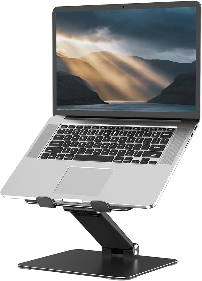 Adjustable Laptop Stand for Desk, Metal Foldable Laptop Riser, Portable Laptop Holder, Ventilated Cooling Computer Notebook Stand Compatible with 10-17.3” Laptops
