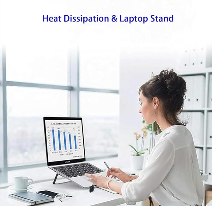 Laptop Stand for Desk, Foldable Aluminum Alloy Magnetic Computer Riser, Ergonomic 8-Level Adjustable Height Travel Laptop Holder,Multi-Functional Stand for 10–16"Laptop,4–13" Tablet and Phone