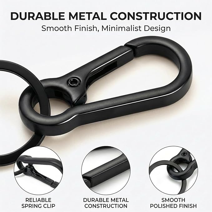 OXIHOUSE&CO- Metal Carabiner Keychain Set, Minimalist Key Ring Clip for Car Keys, Purse, Backpack, Durable for Women Men