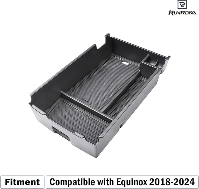 RUNROAD Center Console Organizer Tray Compatible with Chevy Equinox 2018 2019 2020 2021 2022 2023 2024 Accessories, Insert Armrest Tray Secondary Storage Box Coin Holder, Black