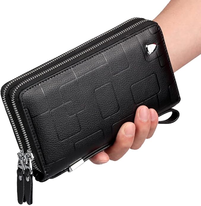 KPYWZER Leather Clutch Purse Wallet Men Wrist Bag