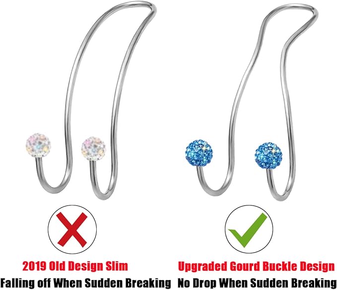 MTGOCHA Bling Purse Hook for Car Headrest, Upgraded Cute Car Seat Hooks for Bag Handbag, Durable Stainless Auto Purse Hanger Holder 2 Pack, Light Blue