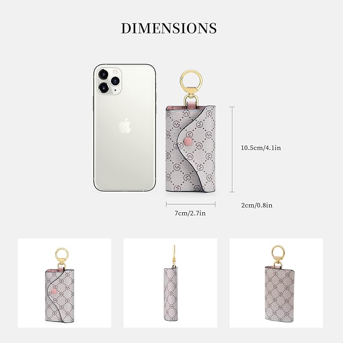 GOLF SUPAGS Women PVC Leather Car Key Chain Card Holder Wallet Pouch 6 Hook Snap Closure keys Money Organizer Case | Card Holder, 6 Hook, Snap Closure, keys, Money Organizer, Case